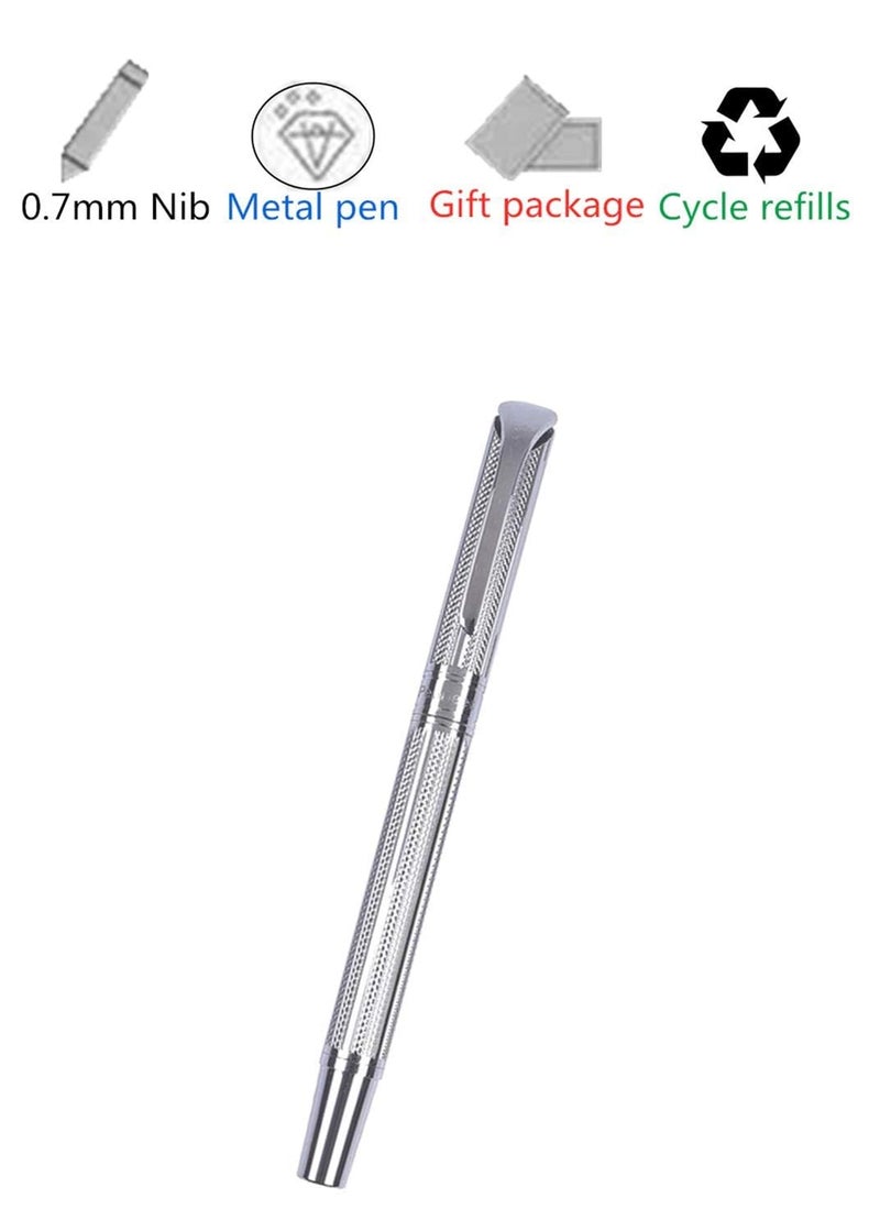 Penneed Rollerball Pen Gift Set for Men Women Executive Home Office Use, with Gift box Refillable 0.7mm Black Ink G5(Elegant Sliver) - Image 4